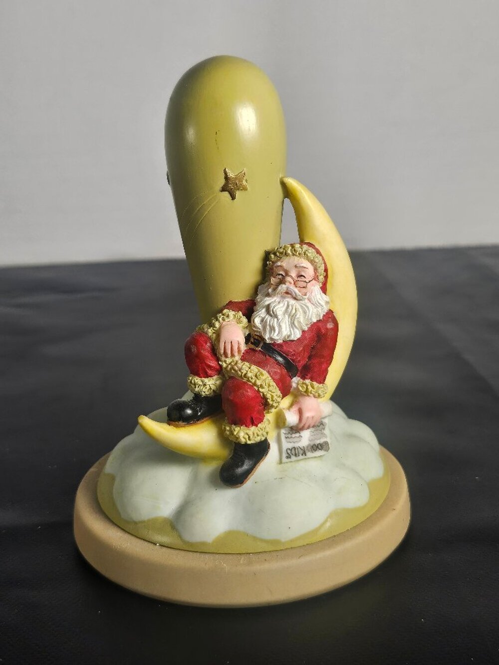 Vintage Brown Bag Cookie Art Stamp Santa On Moon 1999 In Box